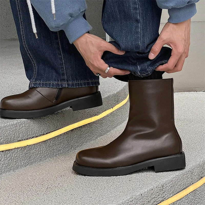 WEISHIBANGWEI Ankle Boots Unisex Brown-1