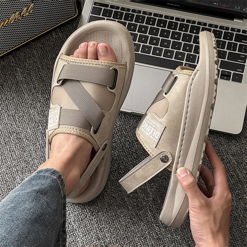 WEISHIBANGWEI Beach Sandals Men's Ecru-2