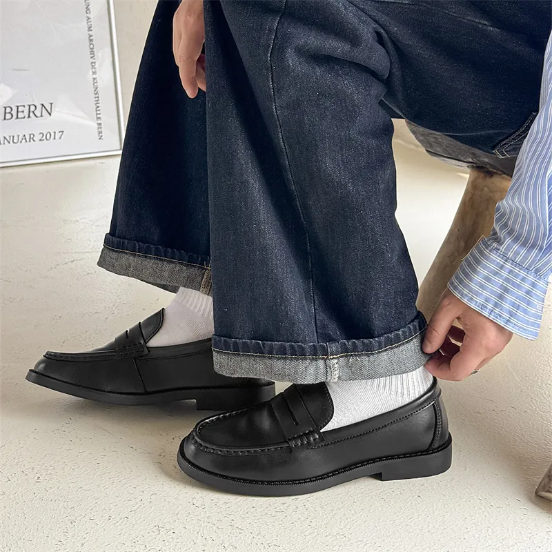 WEISHIBANGWEI Loafers Men's Black-3