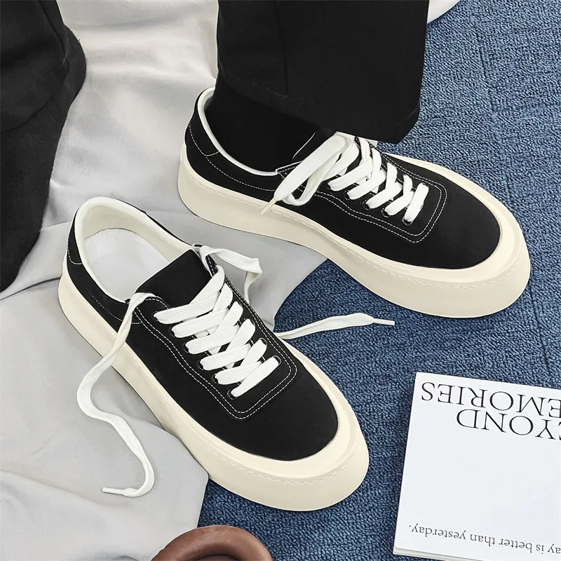 WEISHIBANGWEI Breathable Height Increasing Wear Resistant Slip Resistant Low Top Canvas Shoes Men's-4