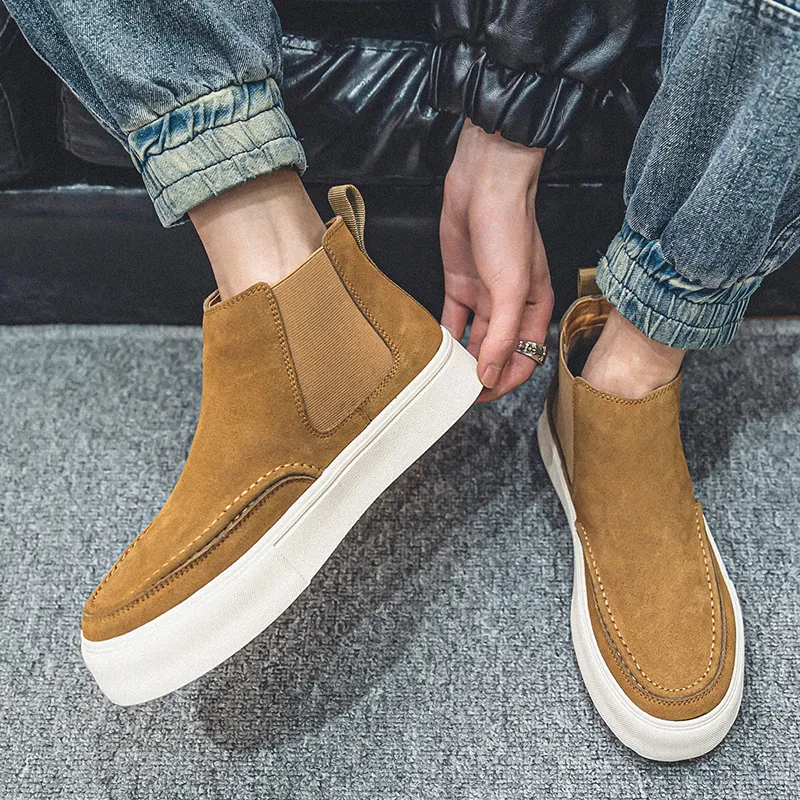 WEISHIBANGWEI Short Chelsea Boots Medium Heel Men's-29
