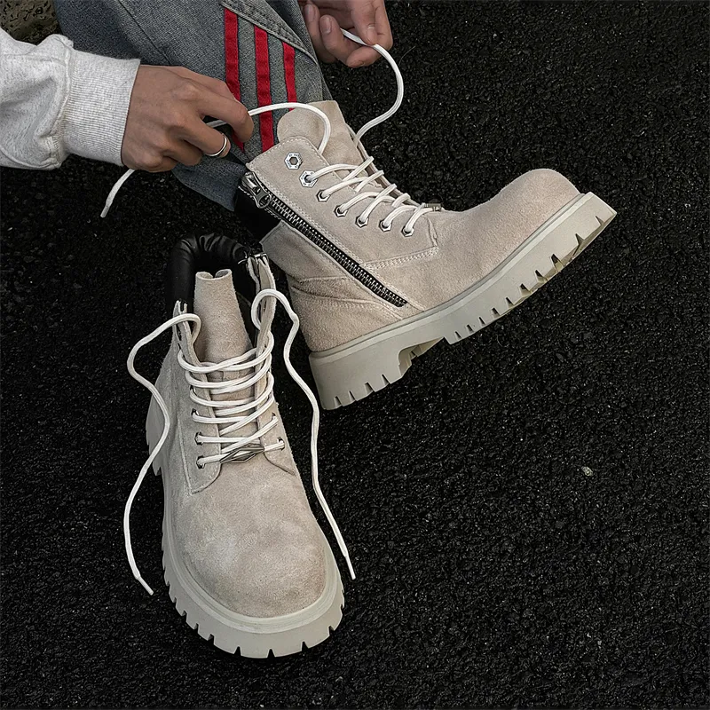 WEISHIBANGWEI Short Mid Calf Martin Boot Men's-1