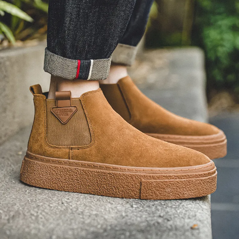 WEISHIBANGWEI Short Chelsea Boots Medium Heel Men's-6