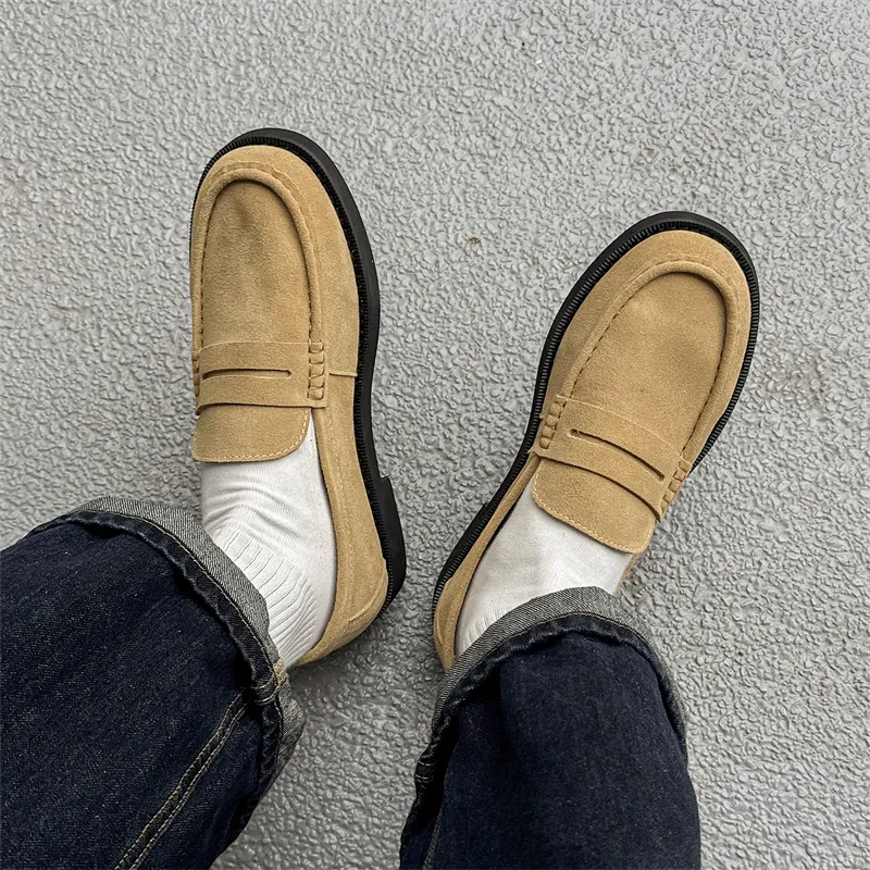 WEISHIBANGWEI Loafers Men's Beige Khaki-6