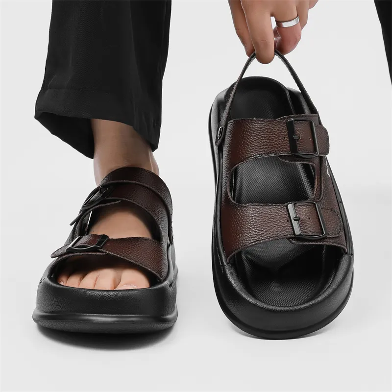 WEISHIBANGWEI Beach Sandals Men's Brown-1