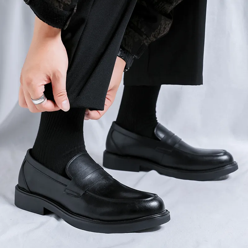 WEISHIBANGWEI Loafers Men's Black-7