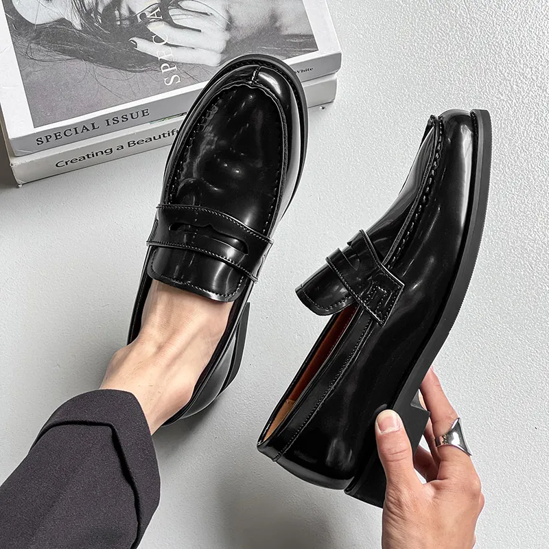 WEISHIBANGWEI Loafers Men's Black-2