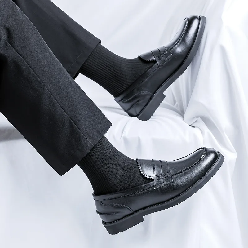 WEISHIBANGWEI Loafers Men's Black-2