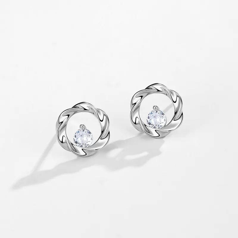 Kelanxi 999 Fine Silver Stud Earrings Women's-2