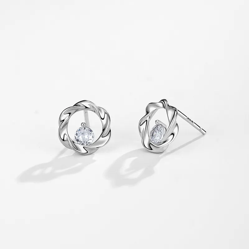 Kelanxi 999 Fine Silver Stud Earrings Women's-1