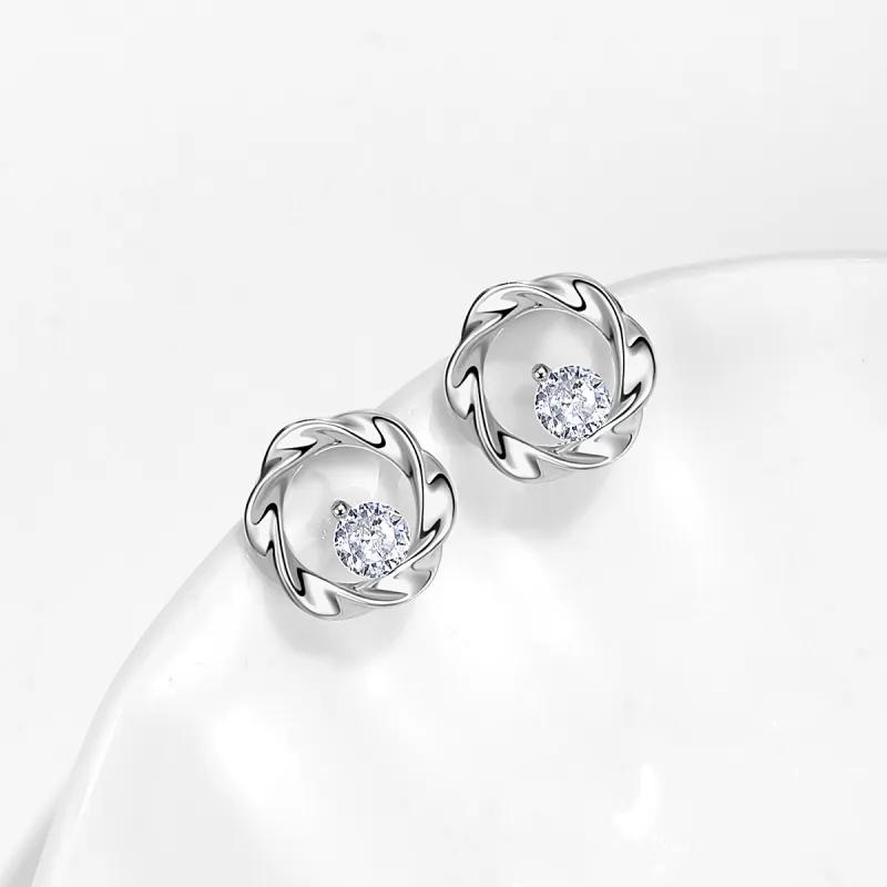 Kelanxi 999 Fine Silver Stud Earrings Women's-4