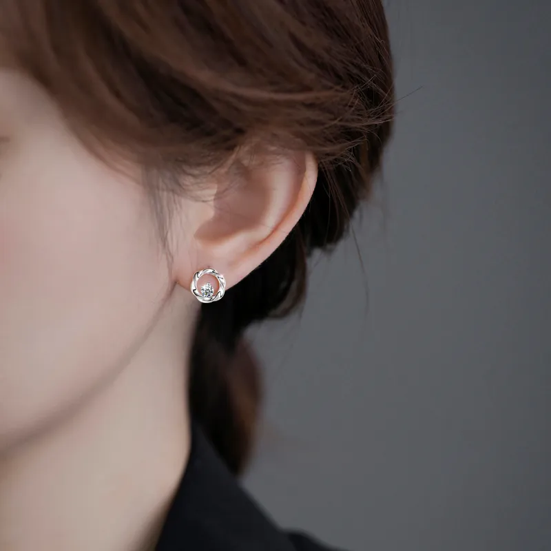 Kelanxi 999 Fine Silver Stud Earrings Women's-5