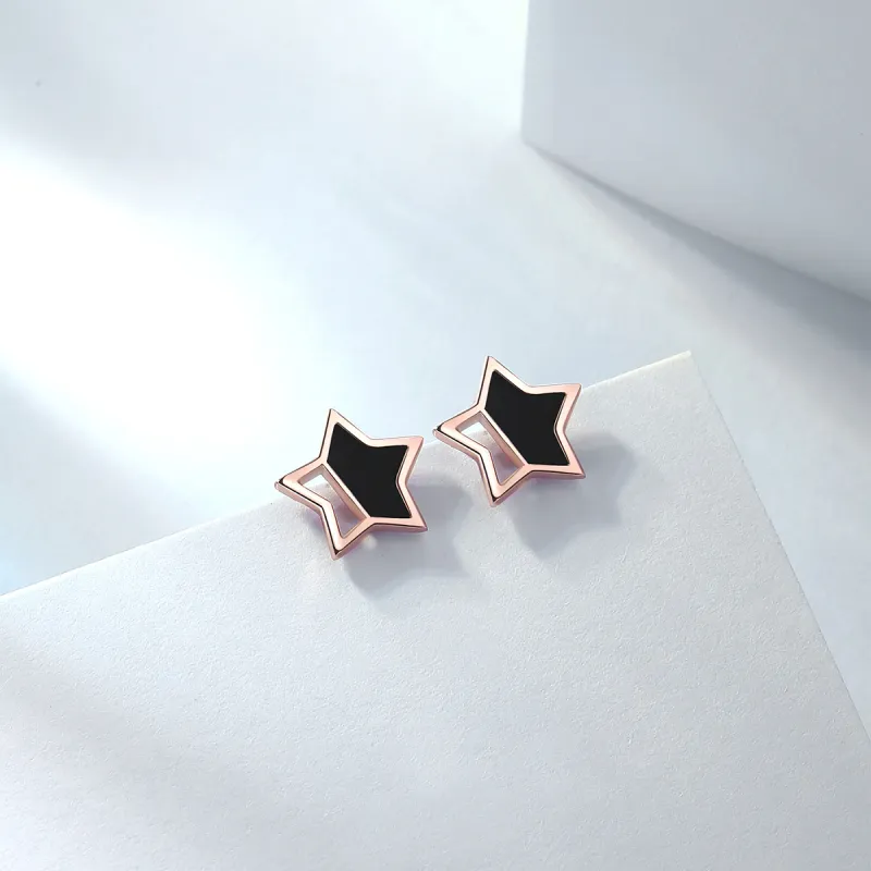 EMLEY 925 Sterling Silver Stud Earrings Women's Rose Gold-3