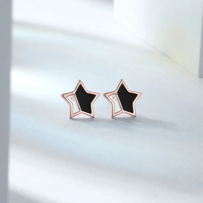 EMLEY 925 Sterling Silver Stud Earrings Women's Rose Gold-1