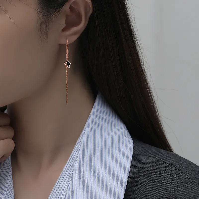 EMLEY S925 Silver Drop Earrings Women's Rose Gold-3