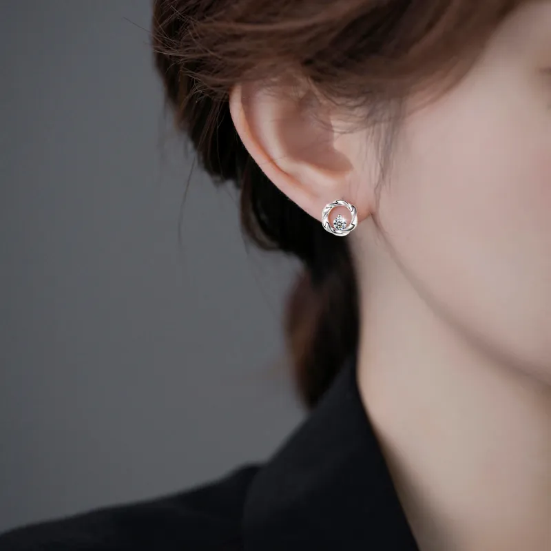 Kelanxi 999 Fine Silver Stud Earrings Women's-3