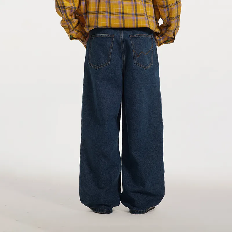 NewJnxs Jeans Unisex Washed Dark Blue-4