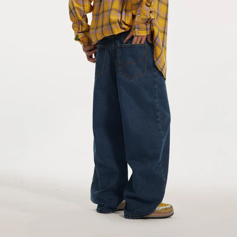 NewJnxs Jeans Unisex Washed Dark Blue-5