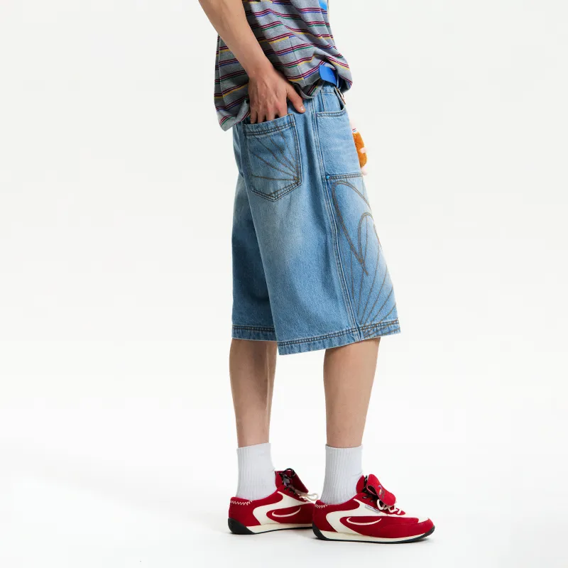 NewJnxs Denim Shorts Unisex Denim Blue-4