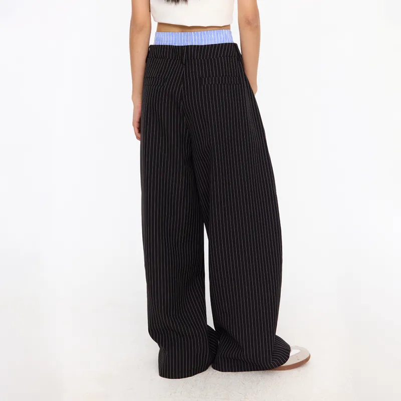 NewJnxs Casual Pants Unisex Black Stripes-4