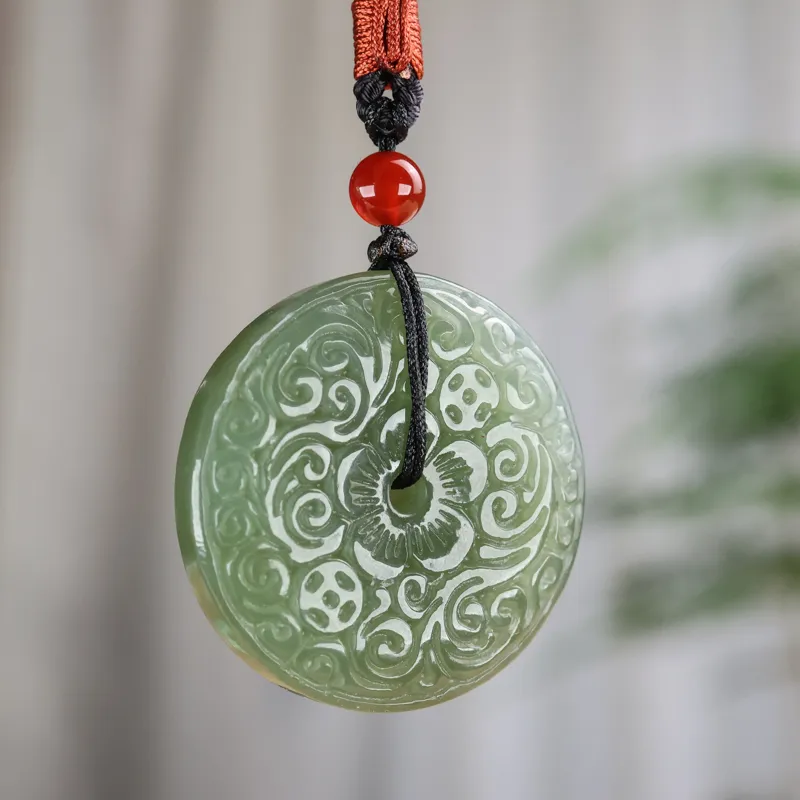 Shujie Hetian Jade Necklaces Pale Greenish White Jade Unisex-1