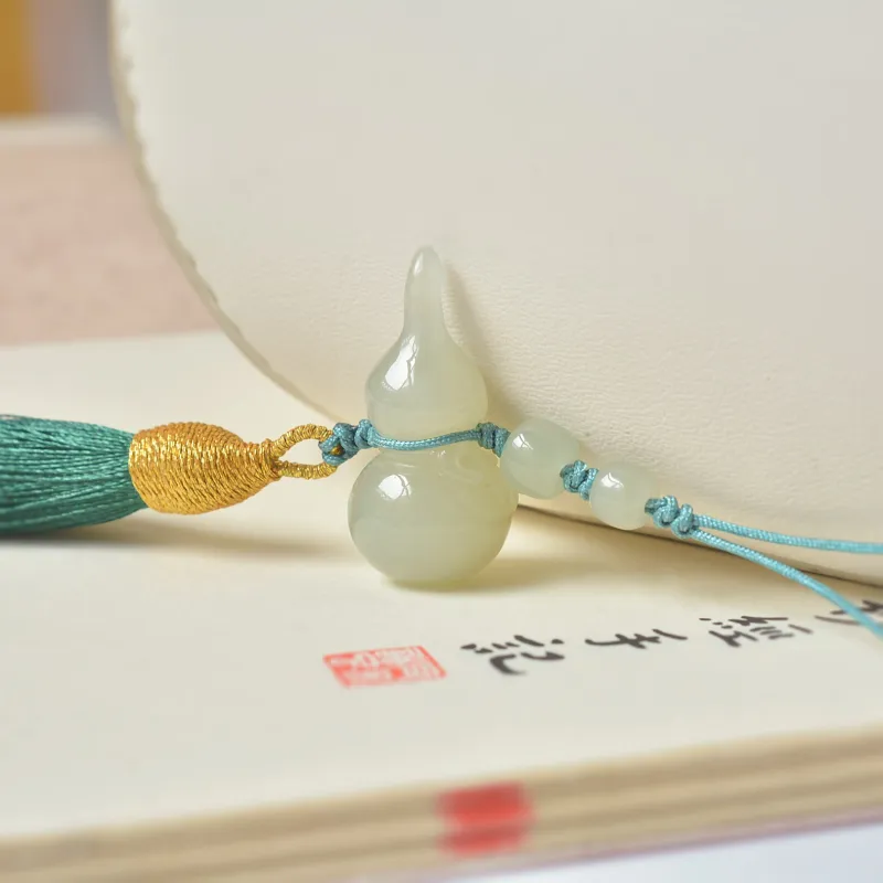 Shujie Hetian Jade Pendants Pale Greenish White Jade Unisex-4