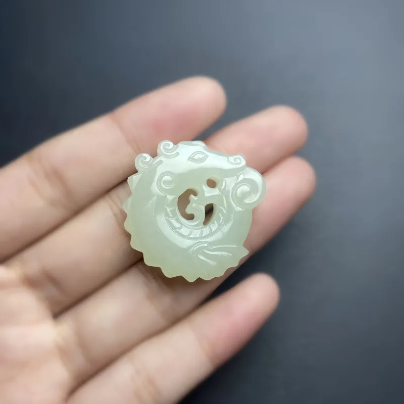 Shujie Hetian Jade Necklaces Pale Greenish White Jade Unisex-8