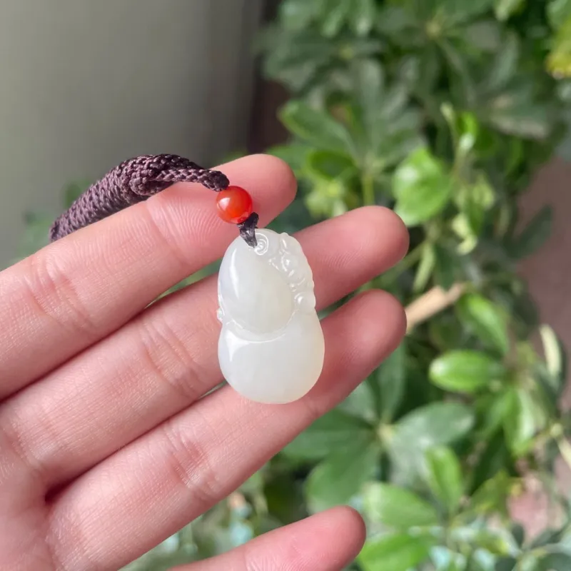 Shujie Hetian Jade Pale Greenish White Jade Unisex-4