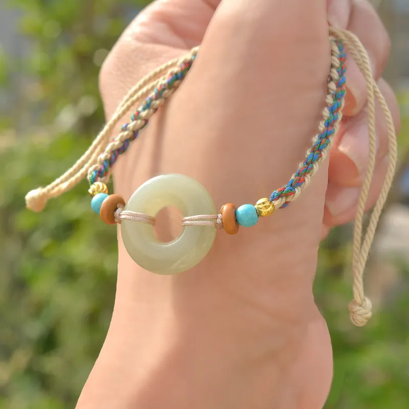Shujie Hetian Jade Bracelets Pale Greenish White Jade Unisex-4