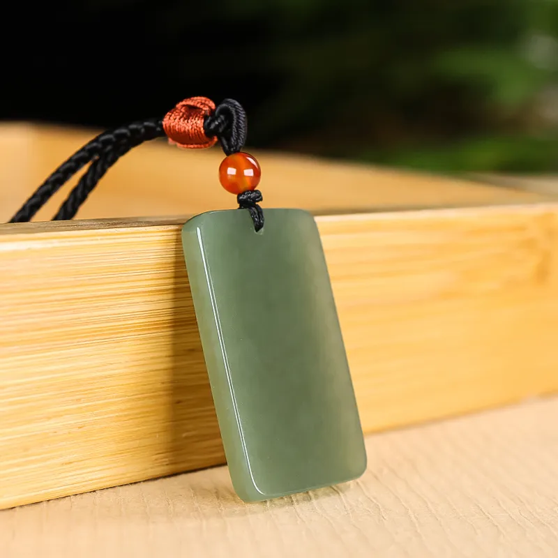 Shujie Hetian Jade Necklaces Pale Greenish White Jade Unisex-10