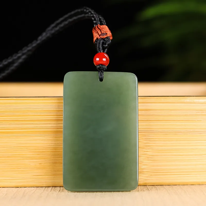 Shujie Hetian Jade Necklaces Pale Greenish White Jade Unisex-5