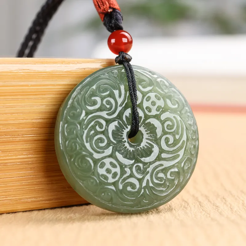 Shujie Hetian Jade Necklaces Pale Greenish White Jade Unisex-3