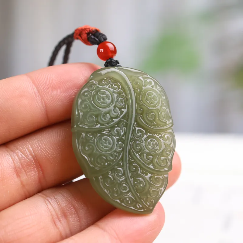 Shujie Hetian Jade Necklaces Pale Greenish White Jade Unisex-5