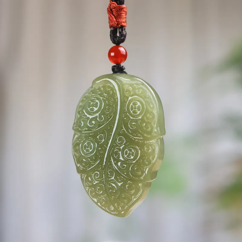 Shujie Hetian Jade Necklaces Pale Greenish White Jade Unisex-2