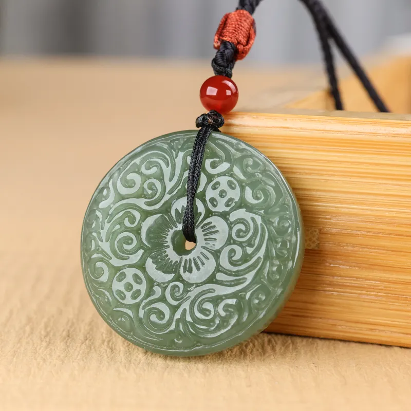 Shujie Hetian Jade Necklaces Pale Greenish White Jade Unisex-4