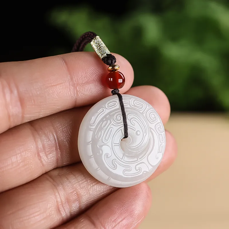Shujie Hetian Jade Necklaces White Jade Unisex-5