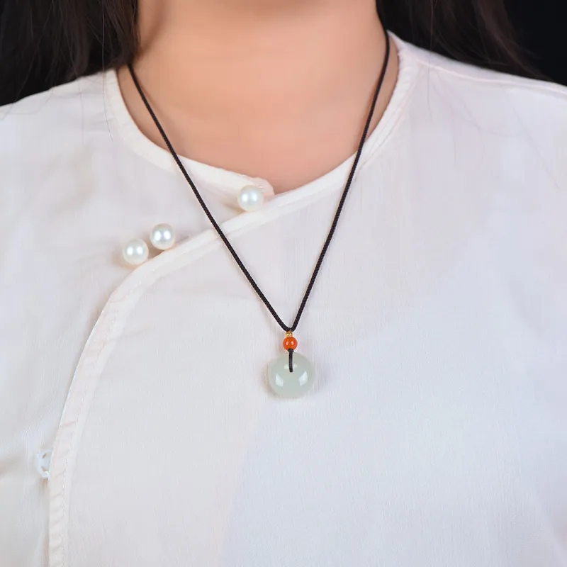 Shujie Hetian Jade Necklaces White Jade/Pale Greenish White Jade Unisex-6