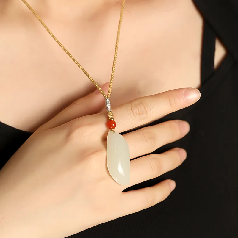 Shujie Hetian Jade Necklaces White Jade/Pale Greenish White Jade Unisex-2