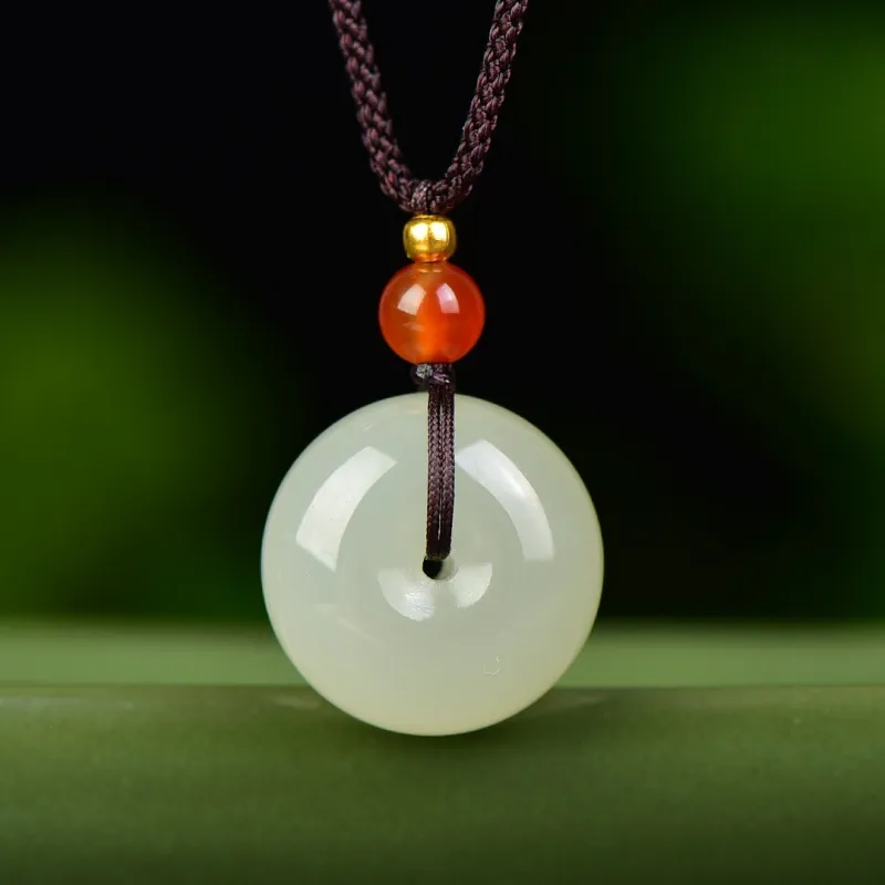 Shujie Hetian Jade Necklaces White Jade/Pale Greenish White Jade Unisex-2