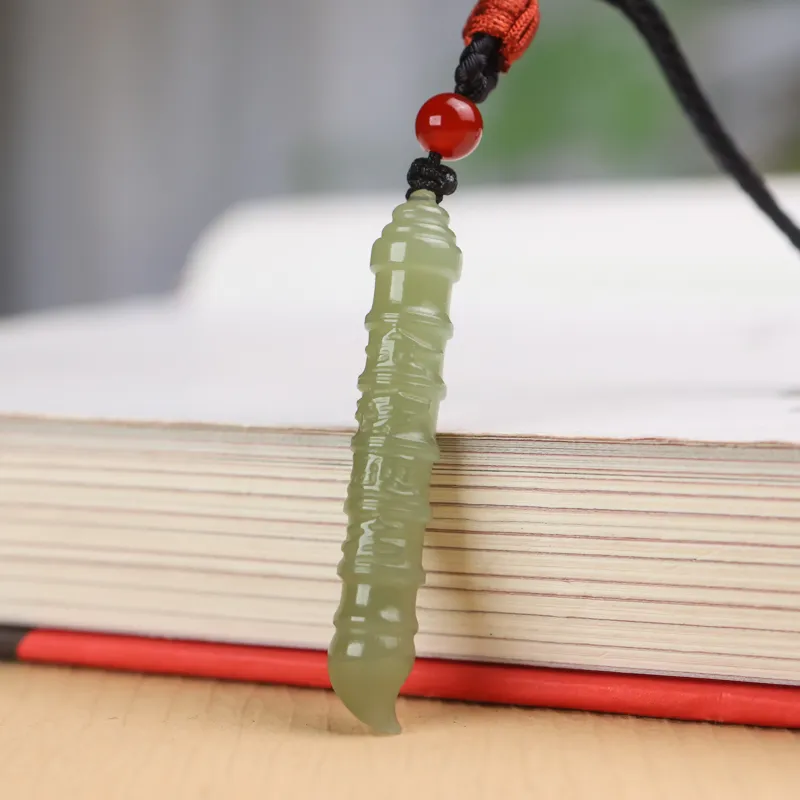 Shujie Hetian Jade Necklaces Pale Greenish White Jade Unisex-2