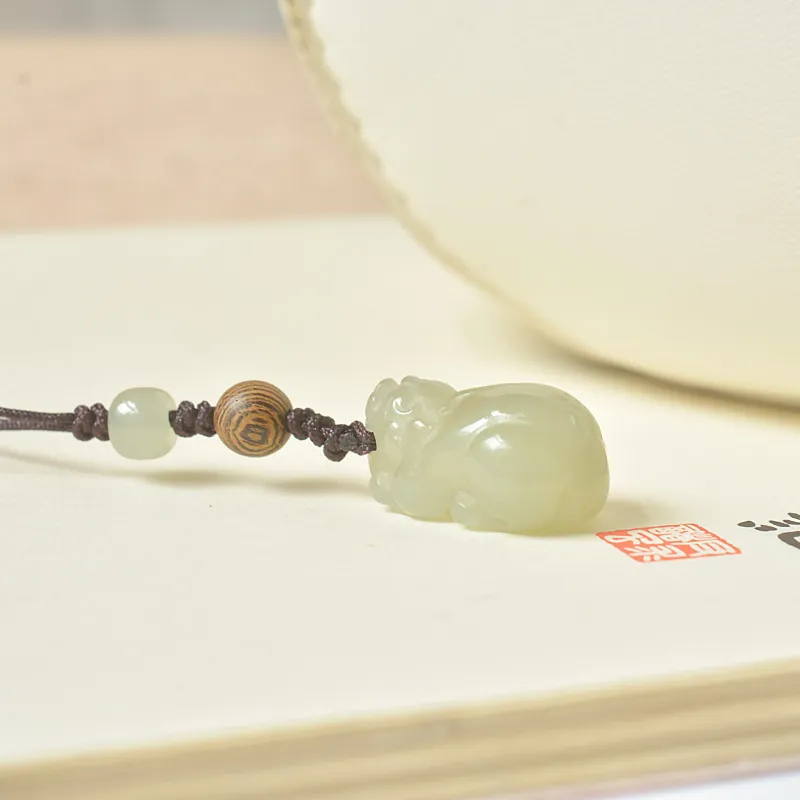 Shujie Pendants Pale Greenish White Jade Unisex-3