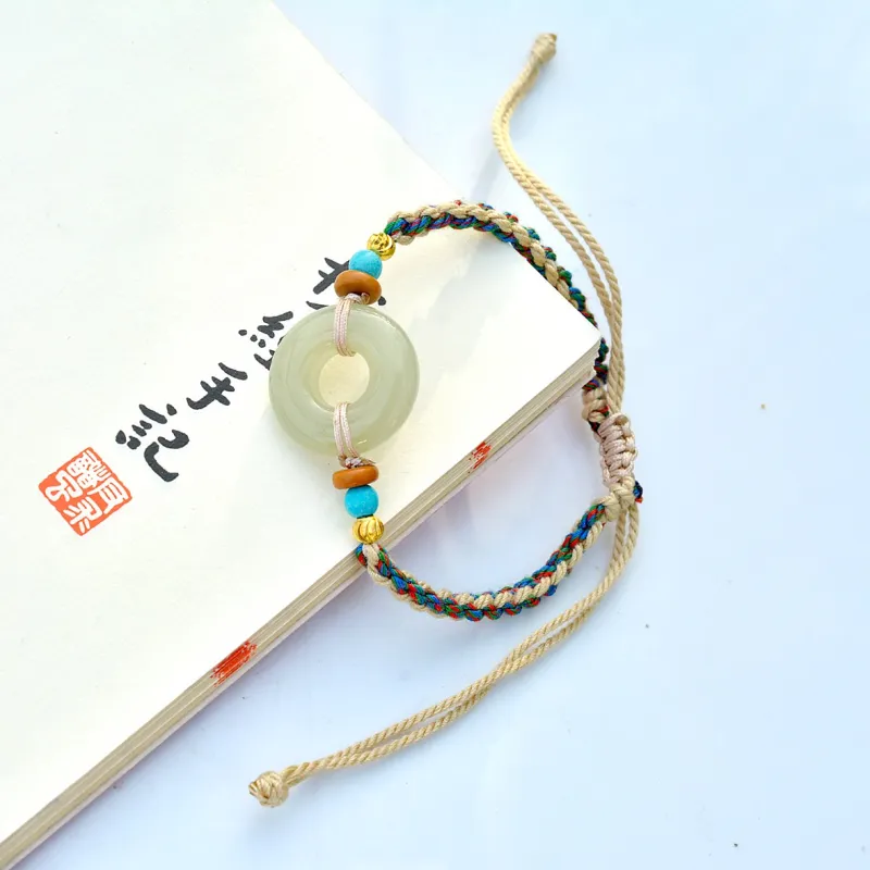 Shujie Hetian Jade Bracelets Pale Greenish White Jade Unisex-2