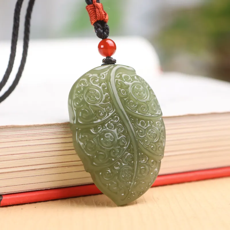 Shujie Hetian Jade Necklaces Pale Greenish White Jade Unisex-3