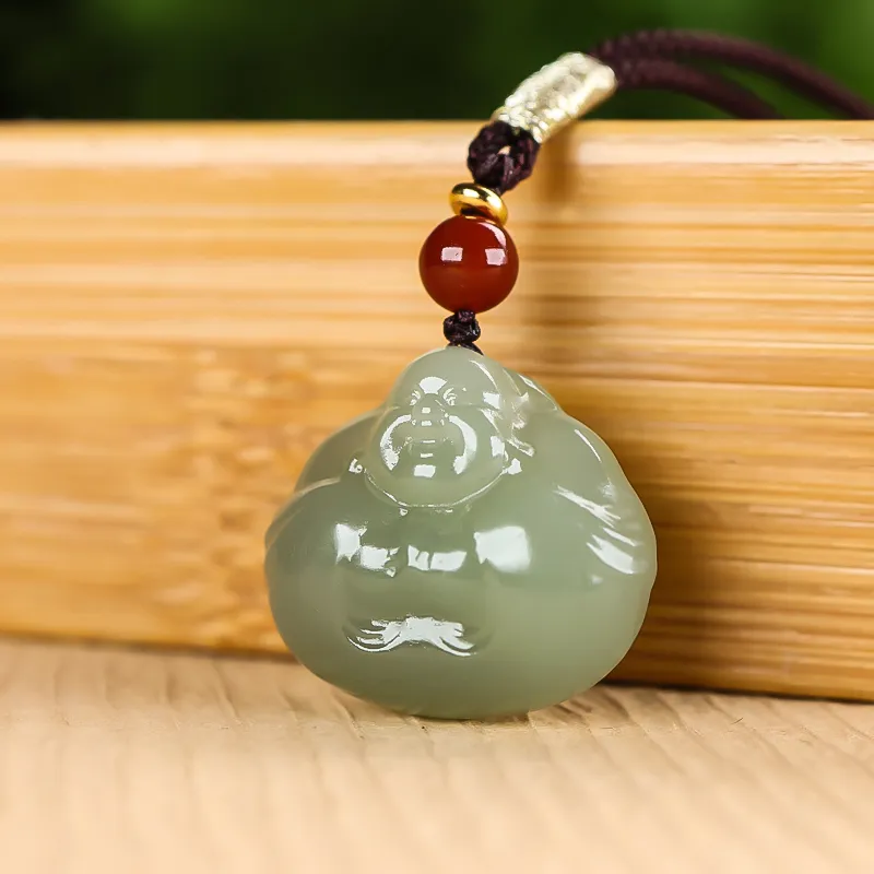 Shujie Hetian Jade Necklaces Pale Greenish White Jade Unisex-2