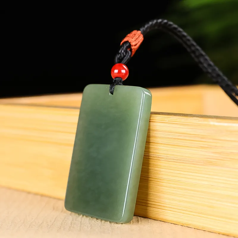 Shujie Hetian Jade Necklaces Pale Greenish White Jade Unisex-6