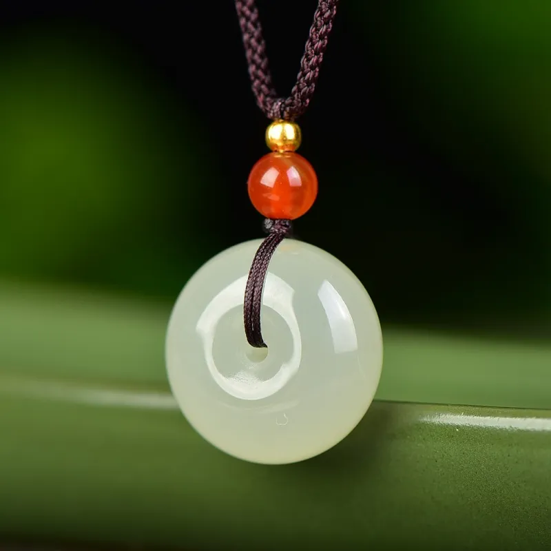 Shujie Hetian Jade Necklaces White Jade/Pale Greenish White Jade Unisex-3