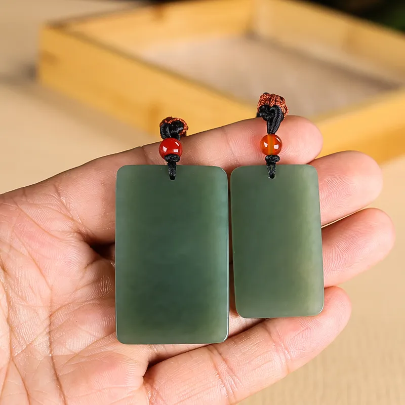 Shujie Hetian Jade Necklaces Pale Greenish White Jade Unisex-2