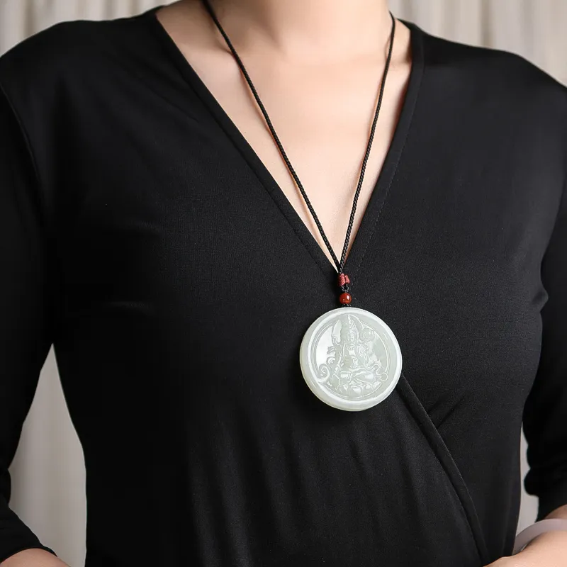 Shujie Hetian Jade Necklaces White Jade Unisex-6