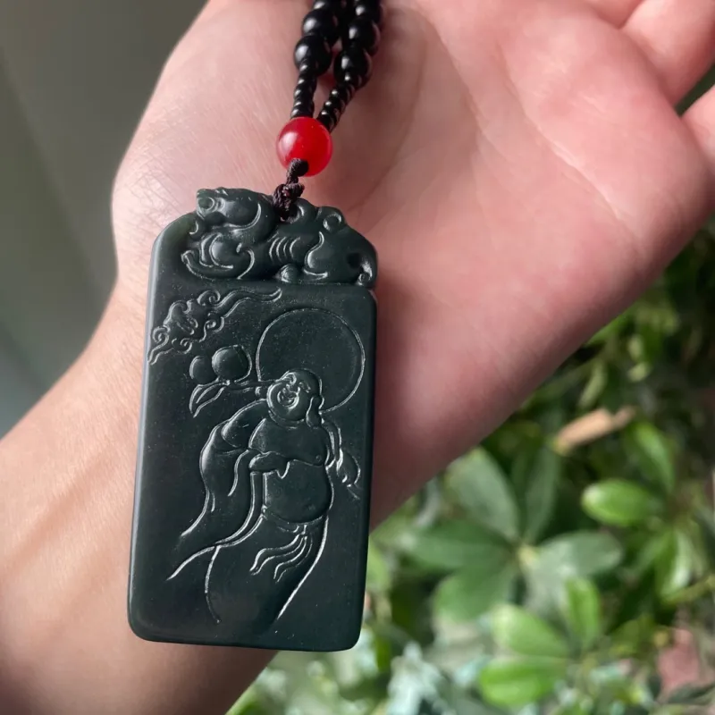 Shujie Hetian Jade Necklaces Green Jade Unisex-5