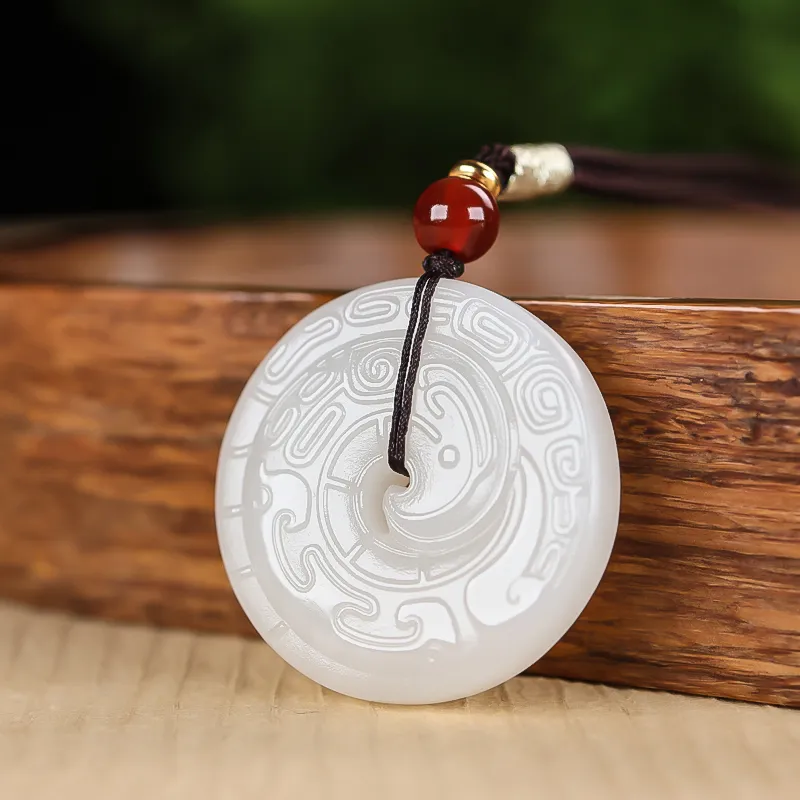 Shujie Hetian Jade Necklaces White Jade Unisex-3